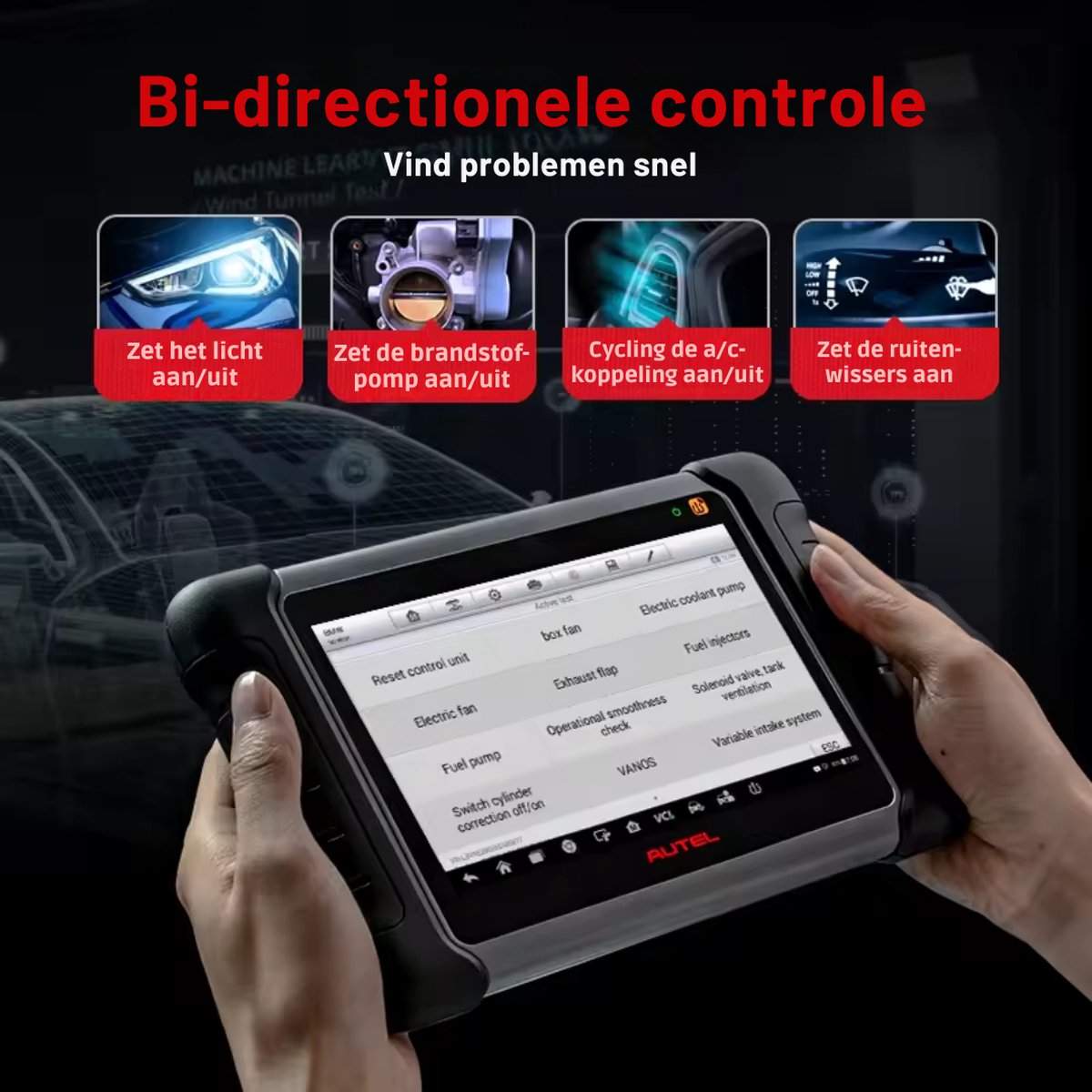 Autel - OBD2-scanner - Diagnosecomputer - Slimme diagnosetool - Foutverwijdering - Bidirectionele bediening - TPMS-codelezer - 7-inch LCD - IMMO-functie - Wereldwijde versie thumbnail 4