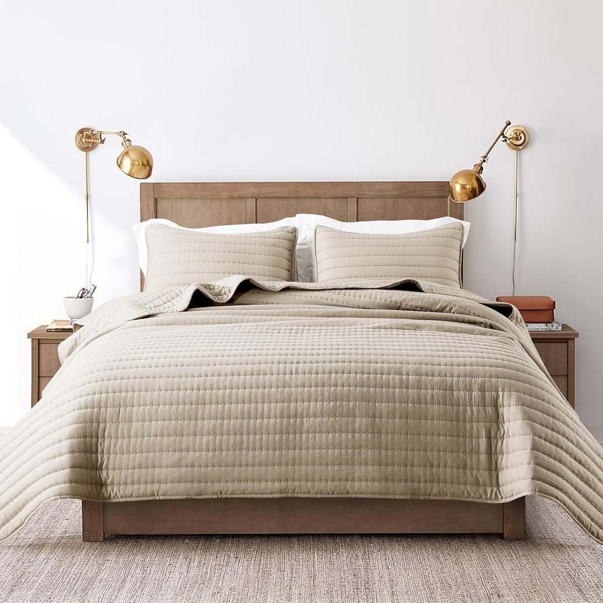 TRANKIELO® - Ultra Zachte Sprei van 300 x 270 cm – Luxueuze Woondeken – Knuffeldeken voor alle Seizoenen – Hoogwaardige Microvezel – Beige