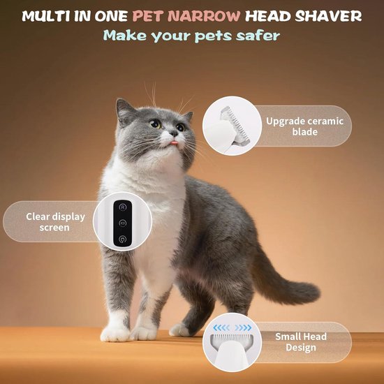 Tondeuse voor honden en katten met ledlicht IPX5 waterdicht draadloos poten ogen... bol