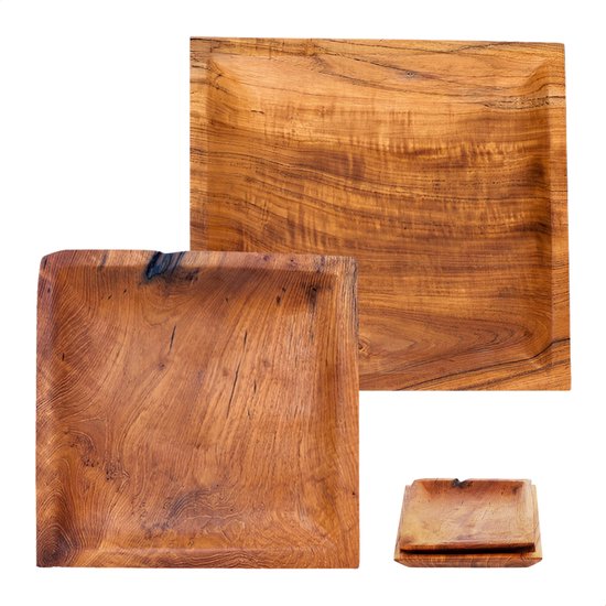 Ensemble carré de plateaux à café en teck 'Brazil'