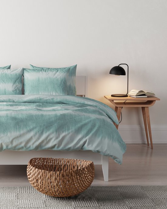 Mistral Home - DEKBEDOVERTREK - gewassen katoen - 260 x 240 cm + 2x 65 x 65 cm - extra breed - tie-dye - groen