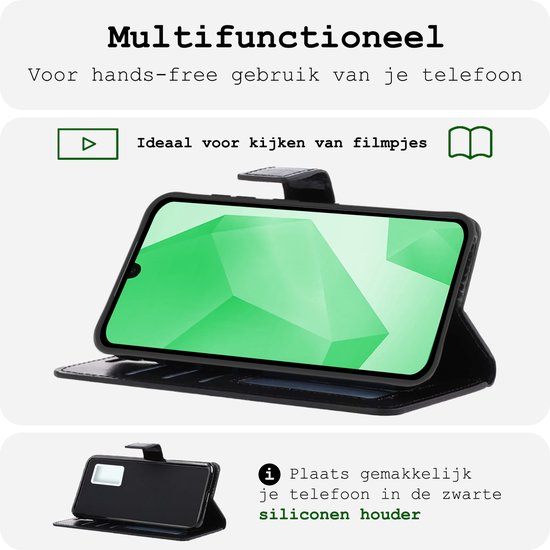 Étui pour Samsung A16, Etui Bookcase Cover Flip Case Book Cover - Étui pour Samsung Galaxy A16 Case Book Case Case - Zwart