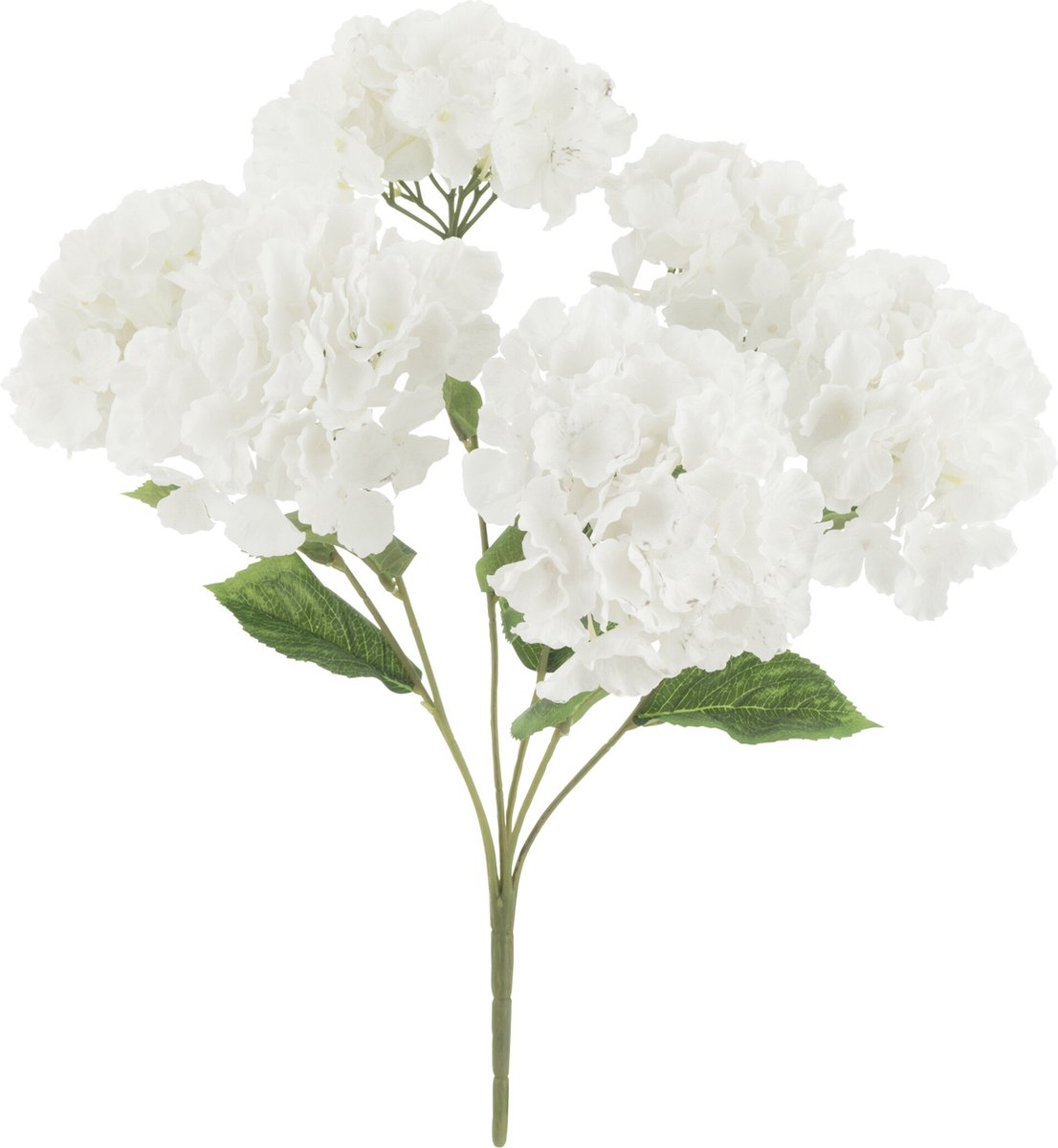J-Line bloemen boeket Hortensia - kunststof - wit
