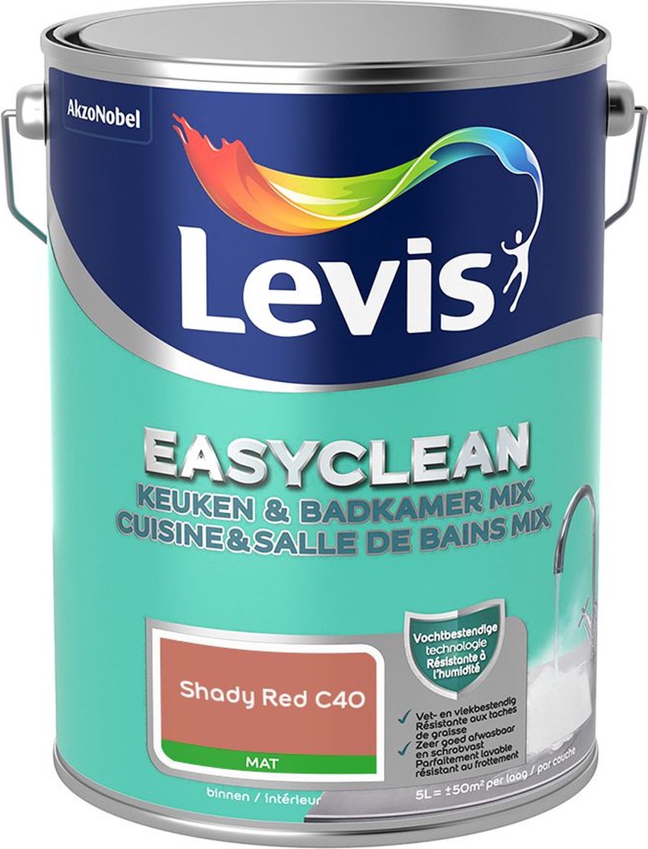Levis - Easyclean Keuken & Badkamer Mix - Shady Red C40 - Mengverf - 5 L