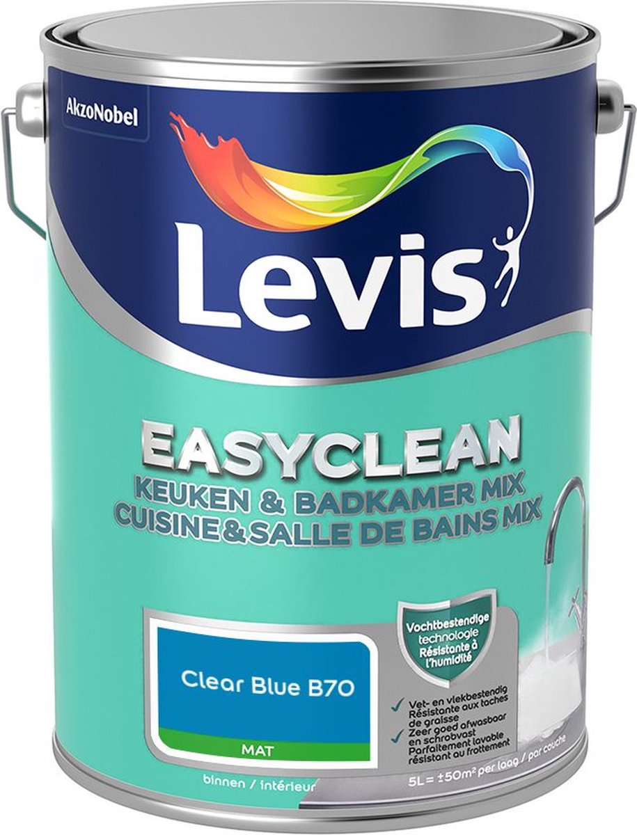 Levis - Easyclean Keuken & Badkamer Mix - Clear Blue B70 - Mengverf - 5 L