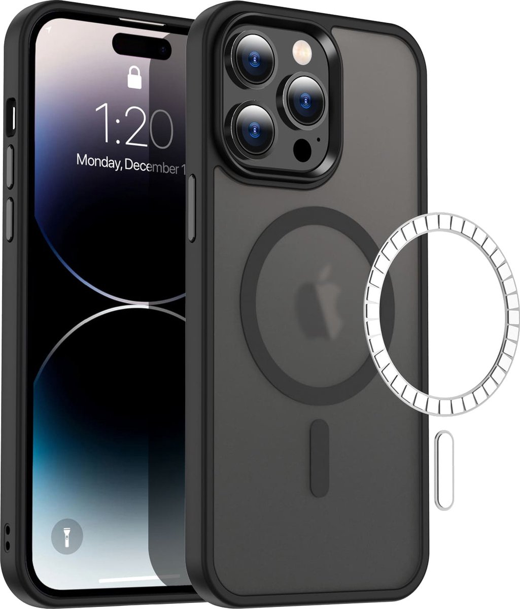 Casify Matte Hoesje geschikt voor MagSafe iPhone 15 Pro Hoesje - Mat Zwart