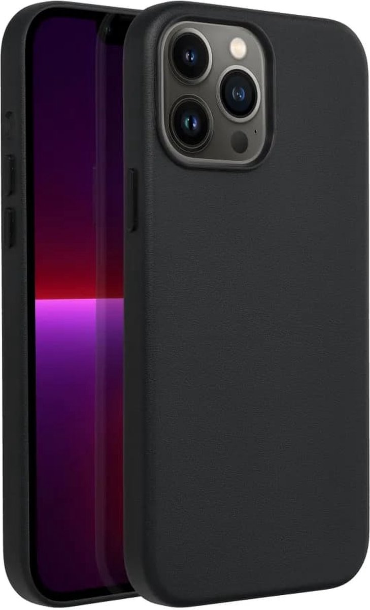 Casify Leren Hoesje geschikt voor MagSafe iPhone 13 Pro Max Hoesje - Zwart