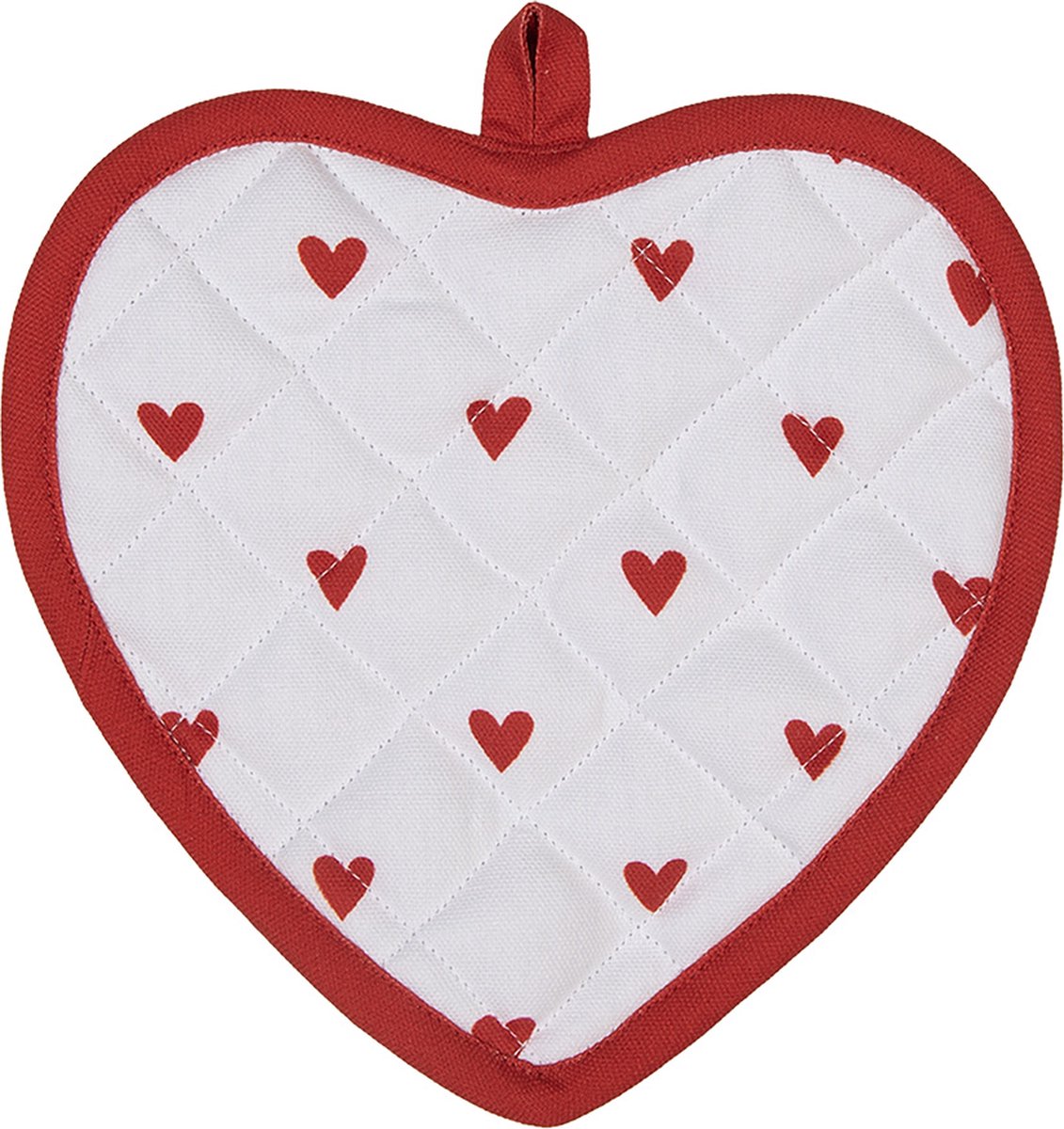 Clayre & Eef Pannenlap 20x20 cm Wit Rood Katoen Hartjes