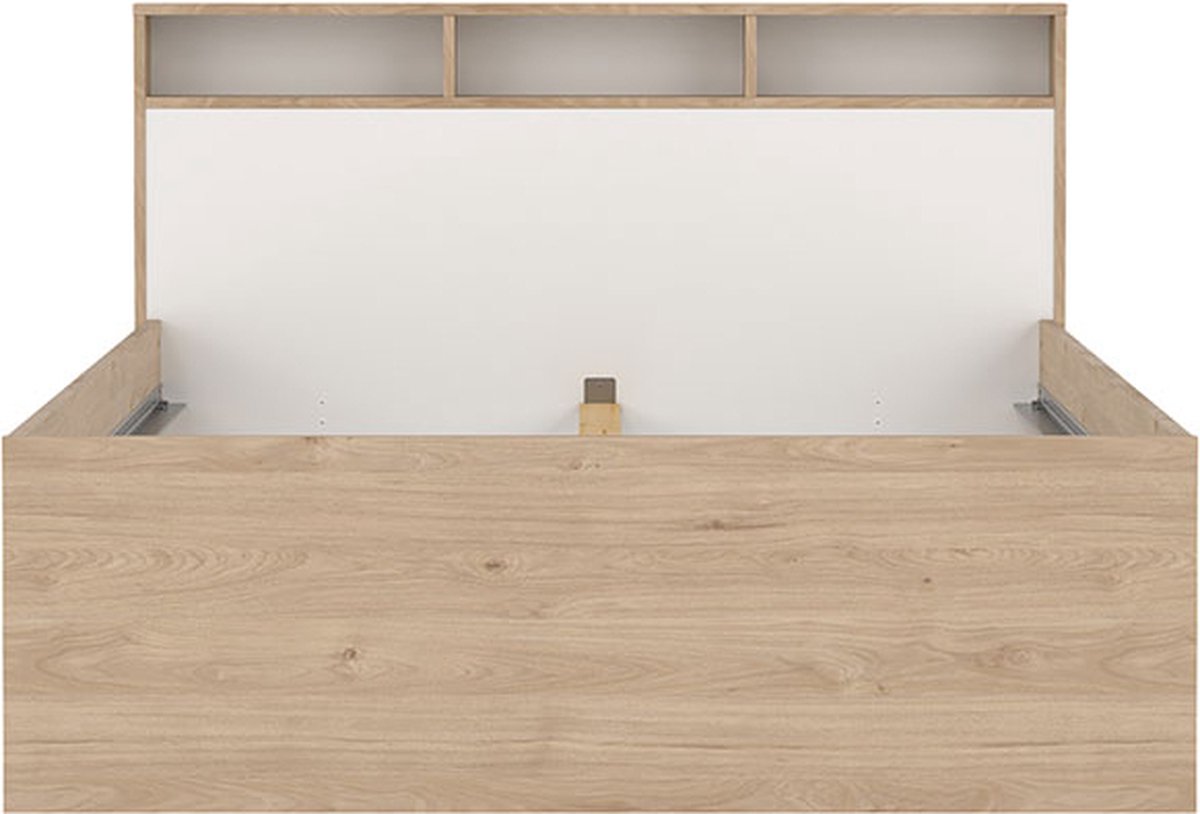 Ikast bed 140x200cm, 2 lades, 3 planken eiken decor, wit.