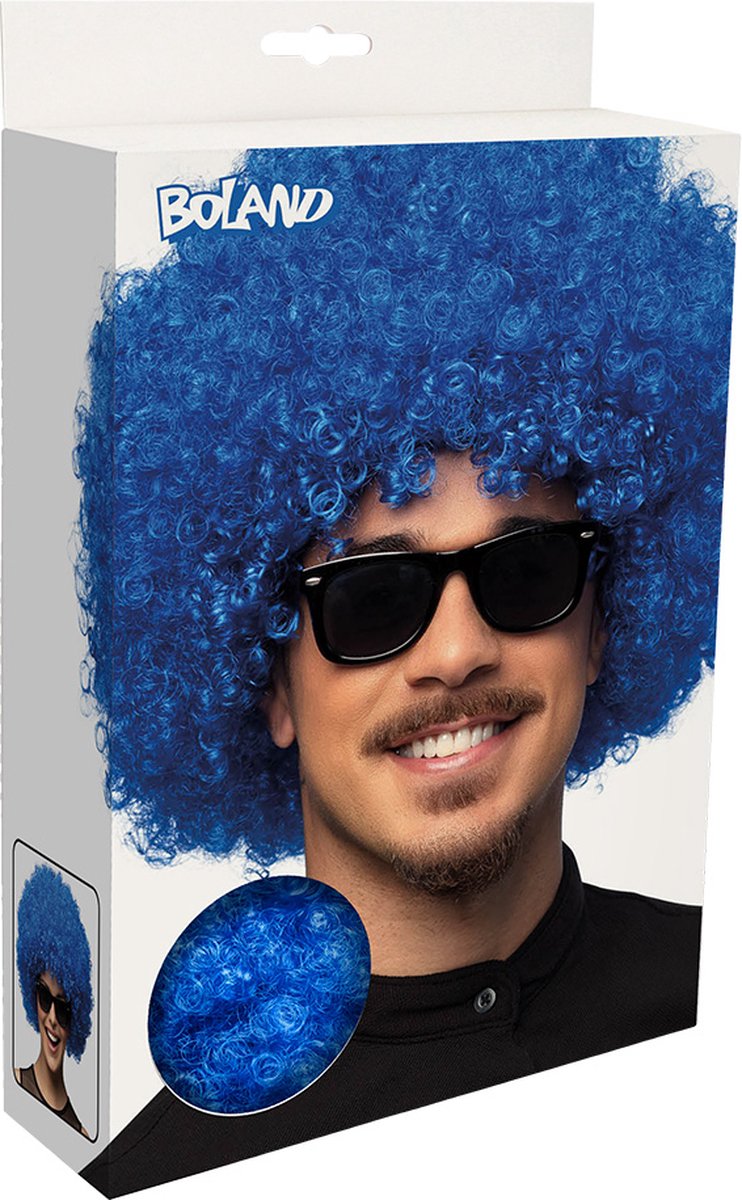 Boland - Pruik Groove blauw Blauw - Afro - Kort - Unisex - Danser/danseres - 70's, 80's & 90's - Disco — afbeelding 3