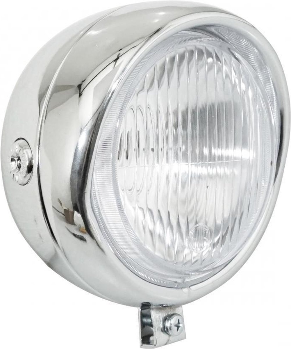 Phare avant rond Ø135 chromé avec casquette Guia pour mobylette MBK 51 cyclo mob