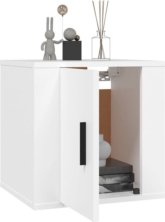 Unité murale TV The Living Store - naam - Fixation murale - 40 x 34,5 x 40 cm - Wit - Bois d'ingénierie