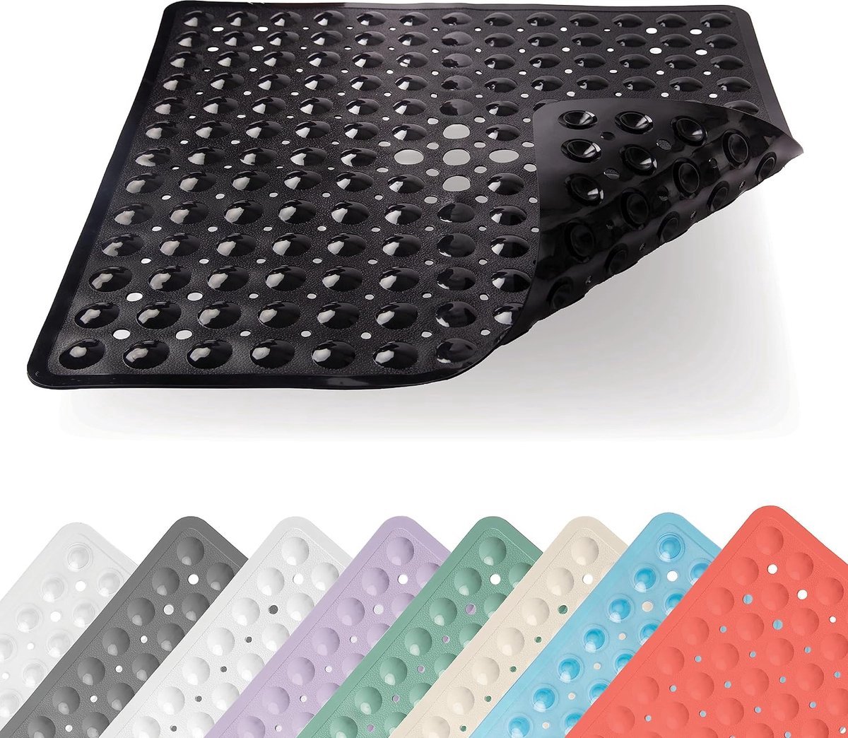 Toniamo Douchemat, 53 x 53 cm, zwart, antislipmat douche in premium kwaliteit, comfortabele
