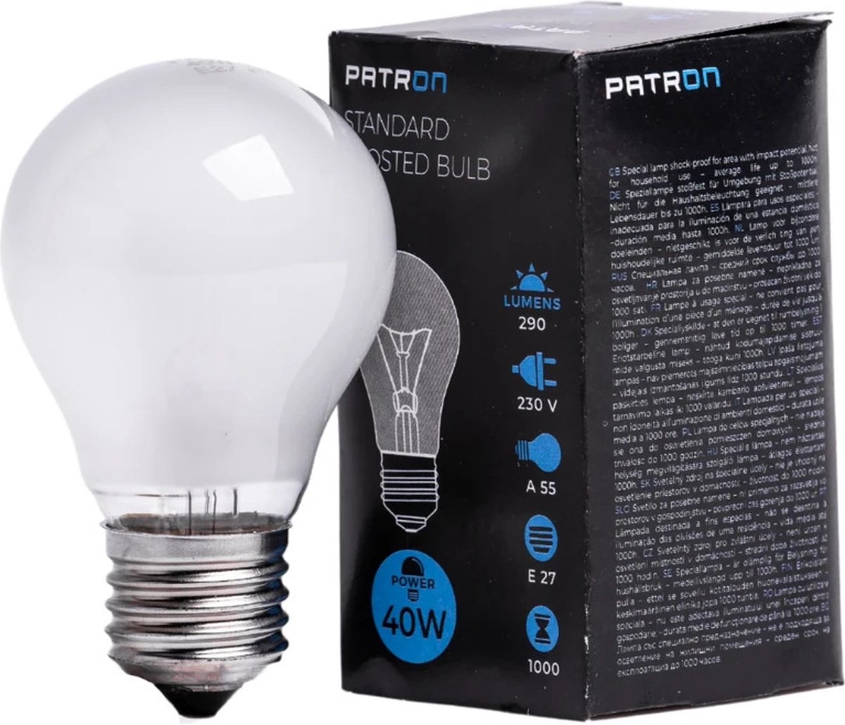 Patron E27 Gloeilamp | 40W 2700K 290Lm | Dimbaar