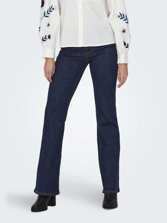 Only Jeans Onlwauw Hw Flared Rinse Dnm Gua030 15230472 Dark Blue Denim Dames Maat - W25 X L34