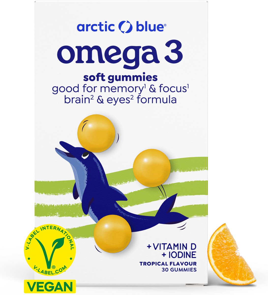 Goedkoopste Arctic Blue - VEGAN Omega 3 Gummies - 250 mg DHA - Met Vit D - Tropical - Suikervrij - 30 doseringen - Vegan Keurmerk