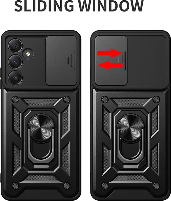 Coque pour Samsung Galaxy A35 - MobyDefend Coque blindée avec Ring rotatif - Zwart - Étui de protection pour téléphone portable - Étui de téléphone adapté pour Samsung Galaxy A35