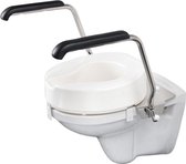 Luxe toiletbeugelset met 10 cm losse verhoger en armleggers 35 cm RVS gepolijst