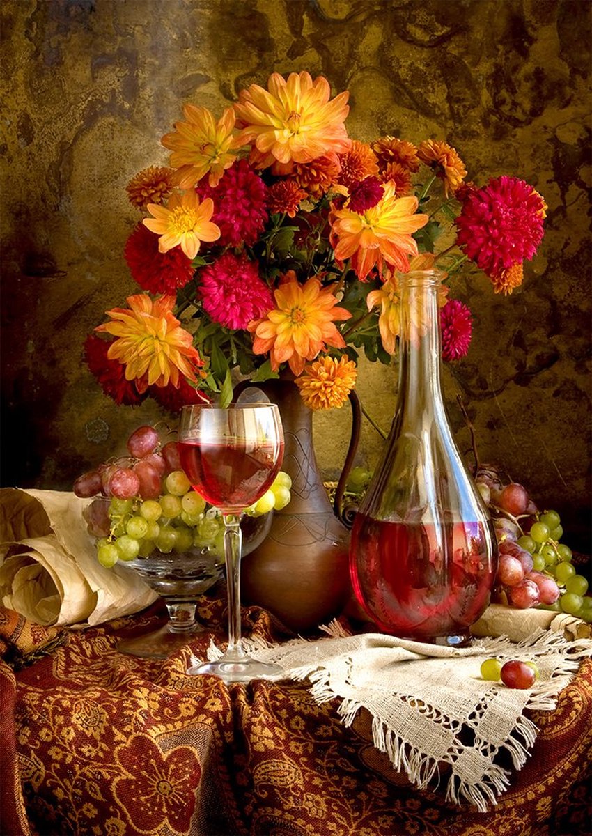 Enjoy Puzzle legpuzzel Dahlias and Wine - 1000 stukjes kleurrijk.