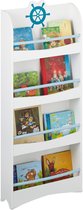 boekenrek kind - 124 cm hoog - 4 planken - tot 24 kg - kinderkamer - wit