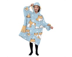 JAXY - Hoodie Deken Kinderen - Fleece Deken Met Mouwen - Snuggle Hoodie - Hoodie Kids - 1150 gram - Corgi