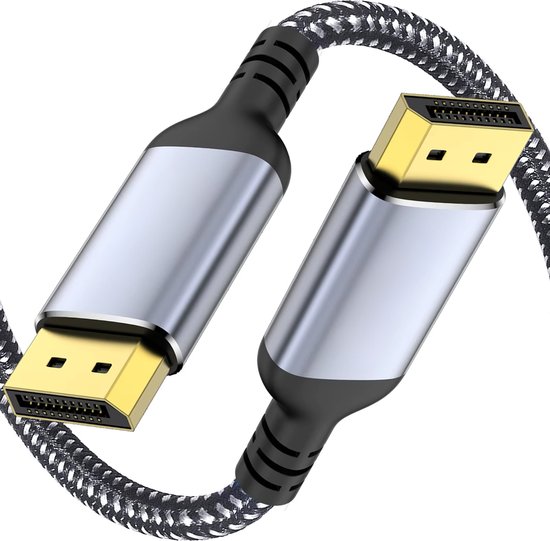 Qost - Câble DisplayPort - Tressé - Câble 8K 60Hz - 4K 144Hz - 32,4GBps - 5 Mètres - Zwart - Displayport 1.4
