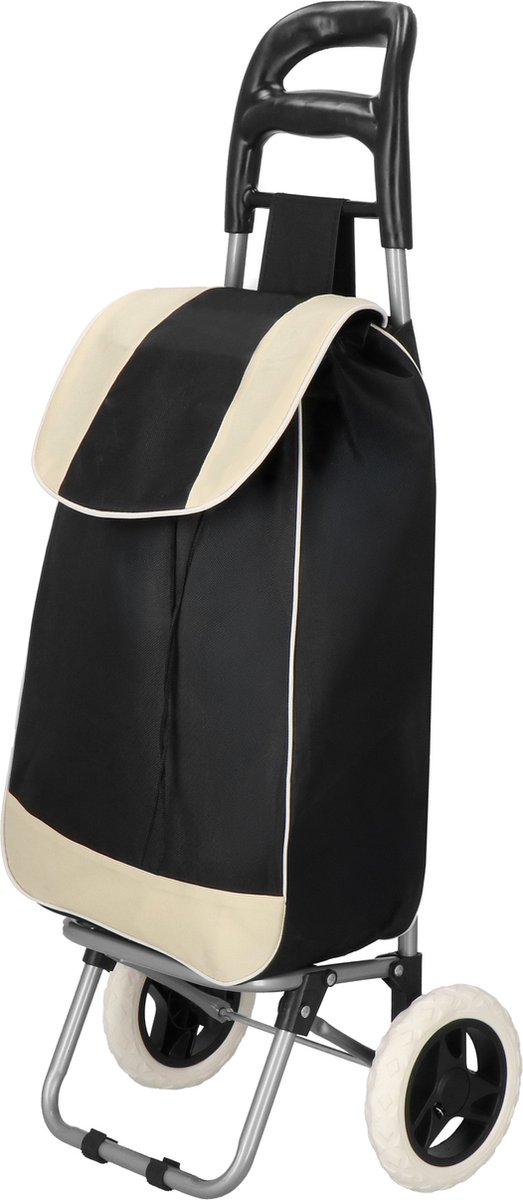 Springos Boodschappentrolley - Wielen - Grijs - Zwart - Crème -30 L - 18 KG - 95 x 35 CM