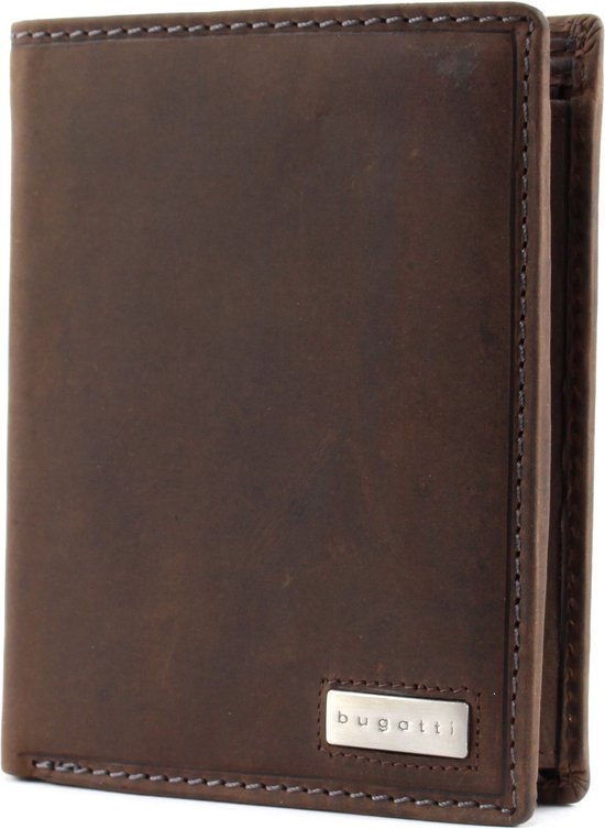 bugatti Cuir Porte-monnaie Hunter RFID Coin Wallet Combi Style 13CC Metal Logo Brown Brun