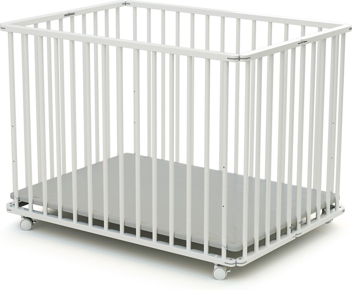 WEBABY Houten opvouwbare kinderbox CALI Wit 70 x 100 cm