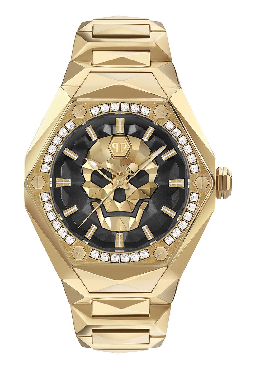 Philipp Plein The $Kull Spikes PWPWA0824 Horloge - Staal - Goudkleurig - Ø 45 mm