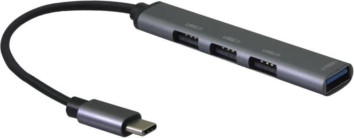 Helos 344447 interface hub USB 3.2 Gen 2 (3.1 Gen 2) Type-C 5000 Mbit/s Grijs