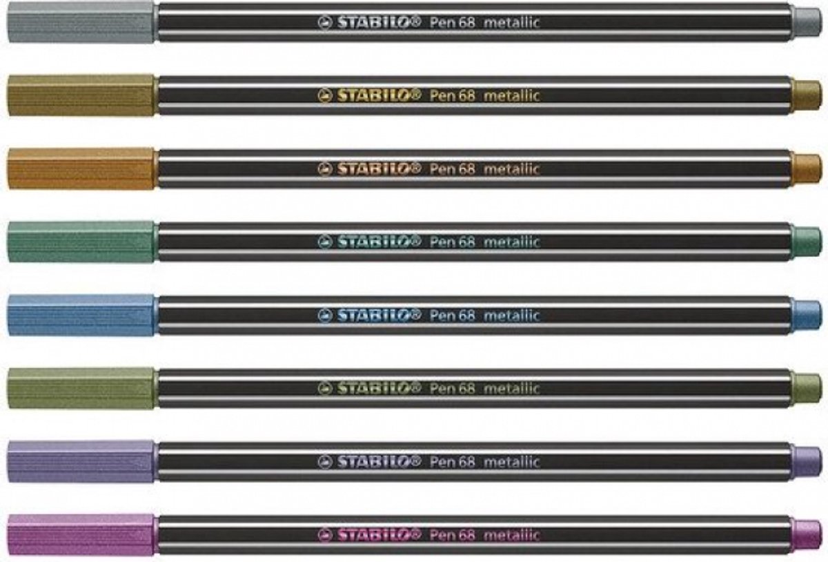 STABILO Pen 68 Metallic - Premium Metallic Viltstift - Metalen Etui Met 8 Kleuren — afbeelding 11