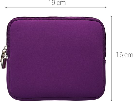 kwmobile Neoprene e-Reader Pouch Size 6,8-7" eReader - Universal eBook Sleeve Case with Zipper - Violet van Merkloos — afbeelding 2