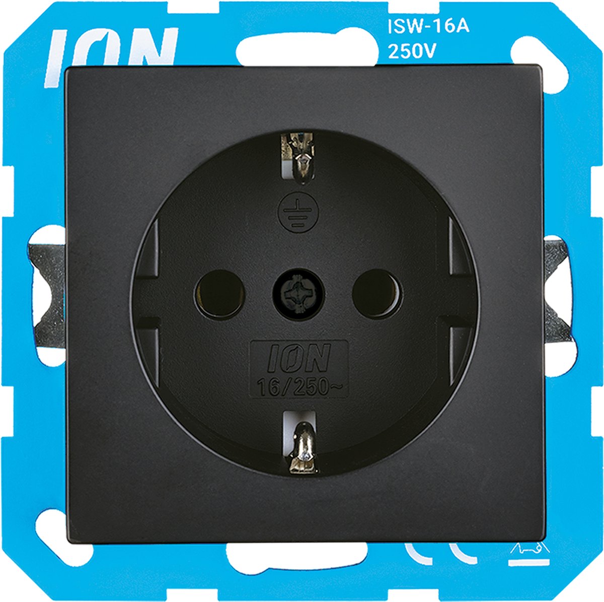 ION industries stopcontact met randaarde en kinderbeveiliging - V1/J1 mat zwart (10.300.216) - wandcontactdoos