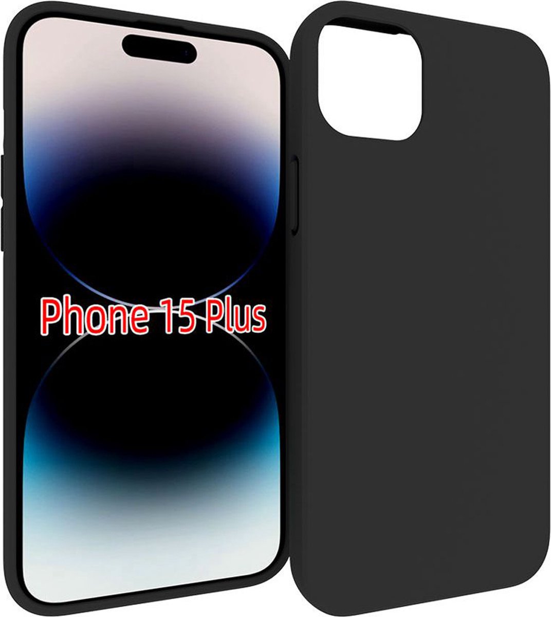 MobyDefend Hoesje - Geschikt voor iPhone 15 Plus - TPU Backcover - Mat Zwart