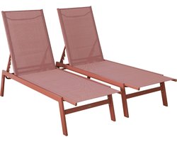 sweeek – Set van 2 ligstoelen in textileen en metaal, 5 posities – flora