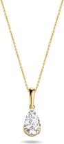 New Bling 9NBG-0239 Collier en or avec pendentif - Femmes - Zircone - Goutte - 8 x 5 mm - Lien d'ancrage - 42 cm - 14 carats - Or
