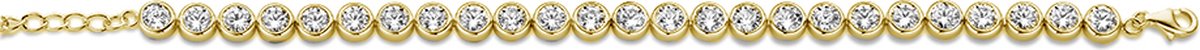 CO88 Collection Armband Dames - Tennis Armband - Ø4mm Ronde Zirkonia Stenen - 16+3cm - Staal - Goudkleurig - 8CB-90786