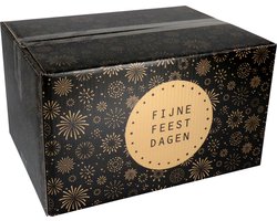 Lege Kerstpakketdoos fijne feestdagen zwart 390 x 290 x 232 mm - pak met 10 dozen | kerstdoos | kerstdoos leeg