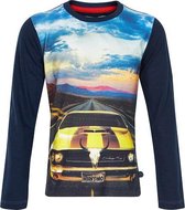 Minymo - jongens shirt - autoprint - blauw - Maat 116