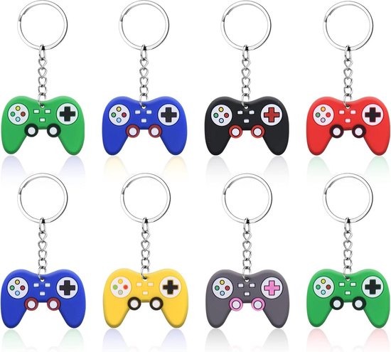 IBXWMNG 12 stuks sleutelhangers, videospelletjes, met controller en speelgreep, cadeau voor kinderen voor verjaardagsfeesten en meer