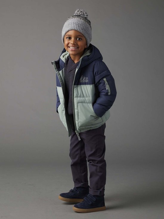 Vertbaudet Doudoune à capuche bicolore doublée polaire garçon