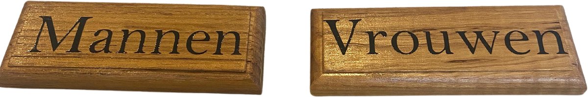 Teak Naambordje 12 x 4,5 cm - Mannen & Vrouwen