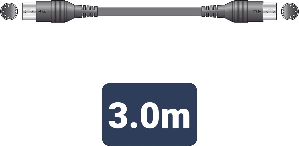 Citronic MIDI300 MIDI-kabel 5-polige DIN 3 m afgeschermd