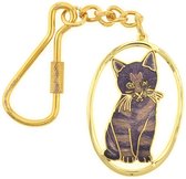 Behave® Sleutelhanger poes kat paars emaille 12 cm