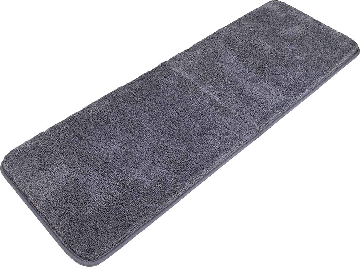 La'Moussawi ® Extra Lange Antislip Badmat voor Luxe Badkamerervaring, Zacht en Waterabsorberend, 50 x 150 cm, Donkergrijs