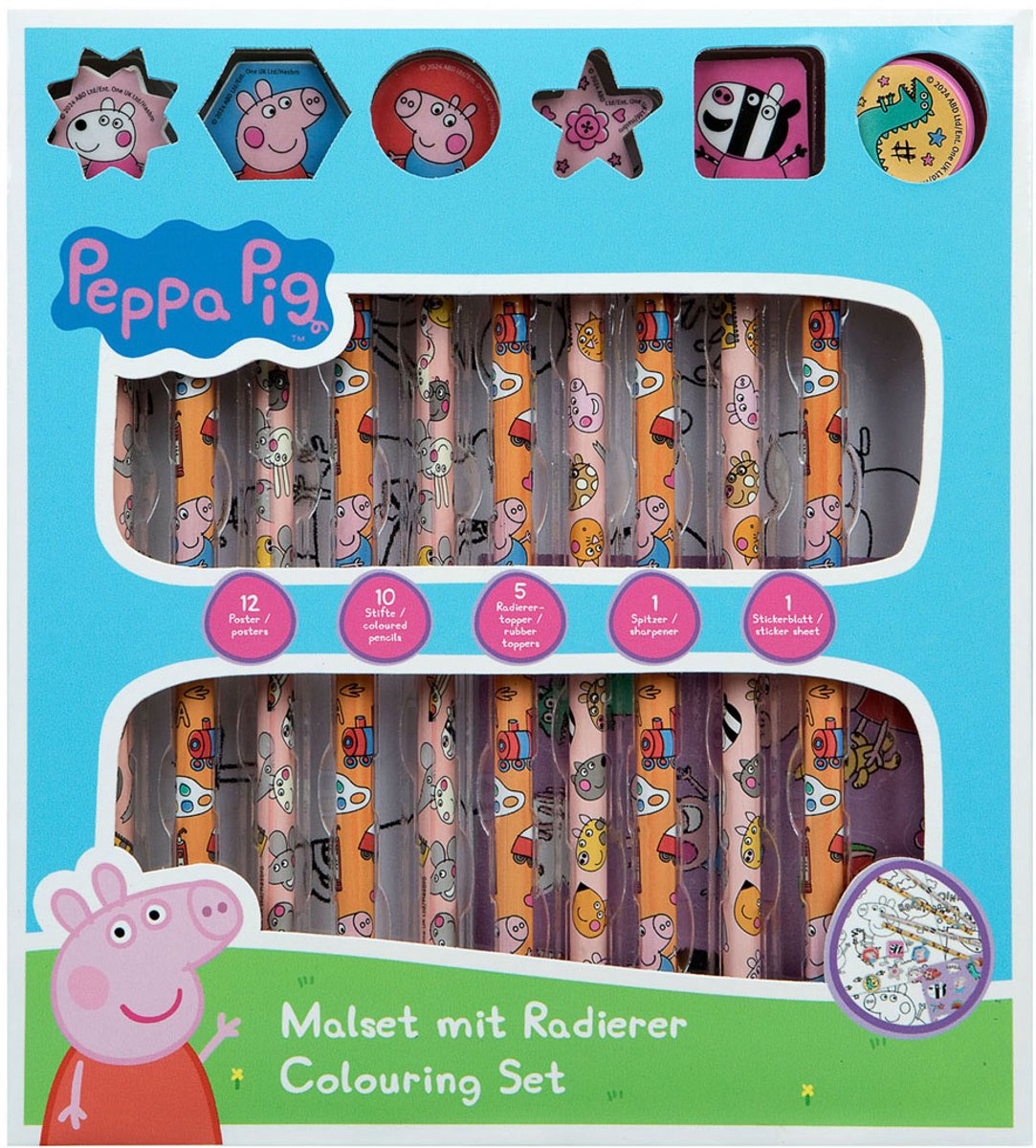 Undercover kleurset Peppa Pig met gummen en kleurpotloden 29-delig.