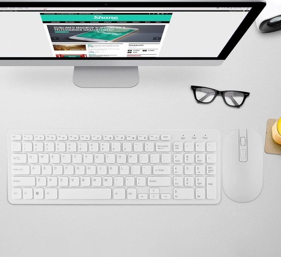 PUSOKEI Bedraad toetsenbord en muiscombinatie, ergonomisch toetsenbord