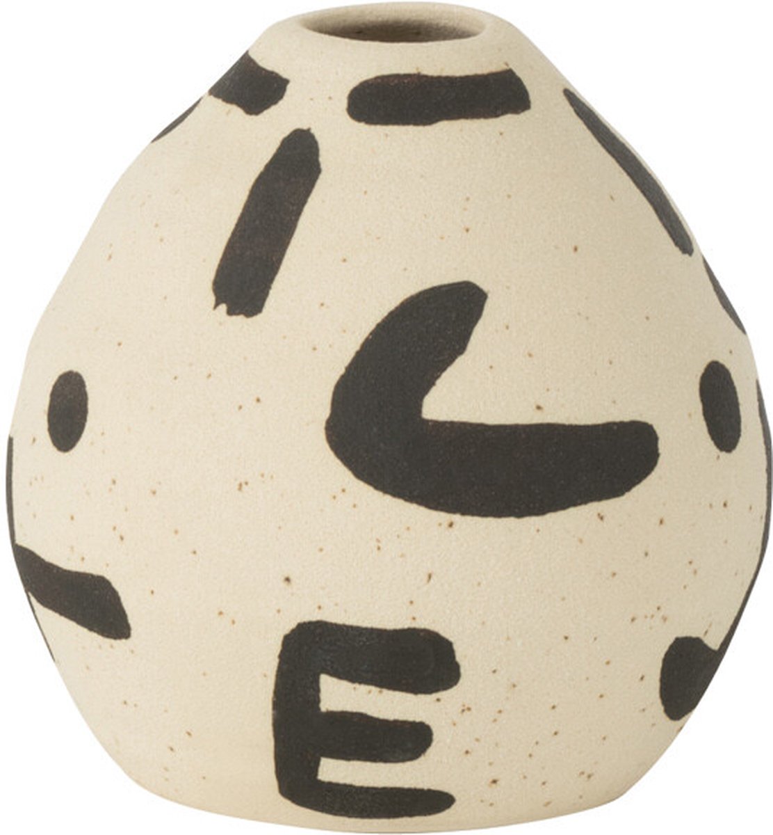 J-Line vaas Kira Rond - keramiek - wit/zwart - small - Ø 10 cm Multi