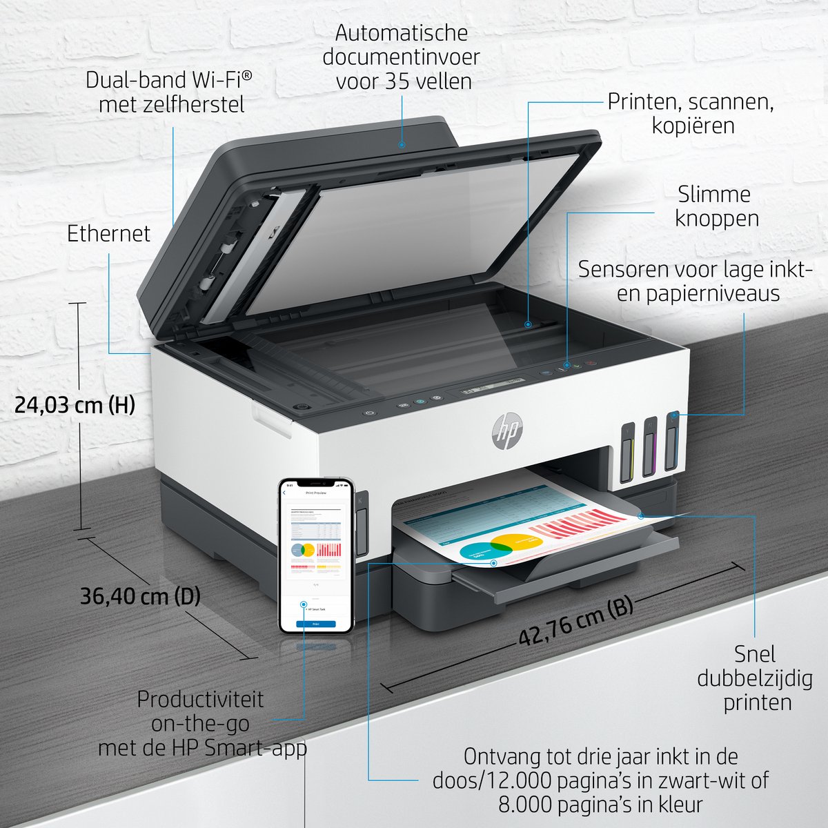 HP Smart Tank 7305 - All-in-One Printer - Inclusief tot 3 jaar inkt - Grijs — afbeelding 2